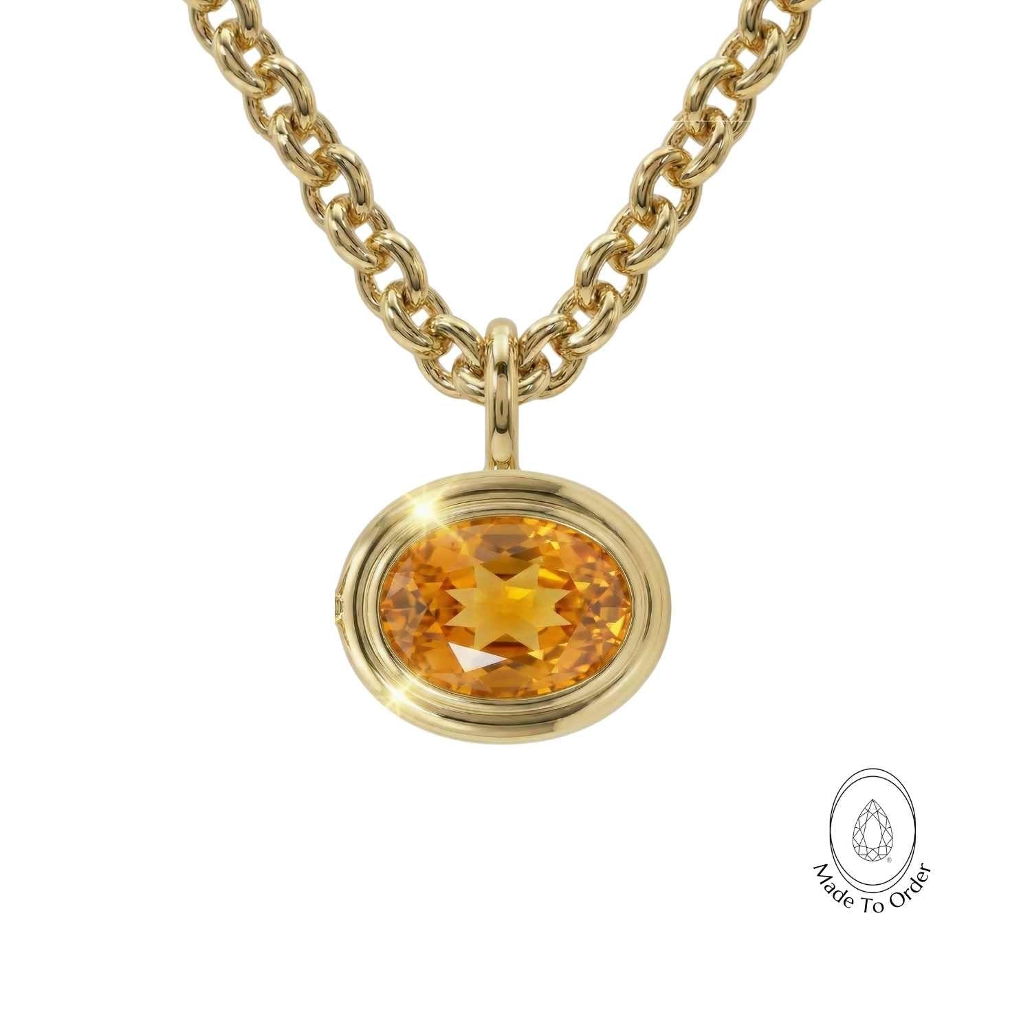 Statement Solid Gold Citrine Necklace - Isla - Dainty London