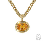 Statement Solid Gold Citrine Necklace - Isla - Dainty London
