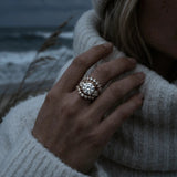 Statement Solid Gold Cluster Diamond Ring - The Nancy Ring - Dainty London