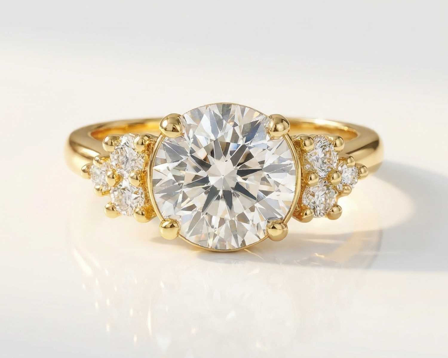 Statement Solid Gold Cluster Diamond Ring - The Nancy Ring - Dainty London