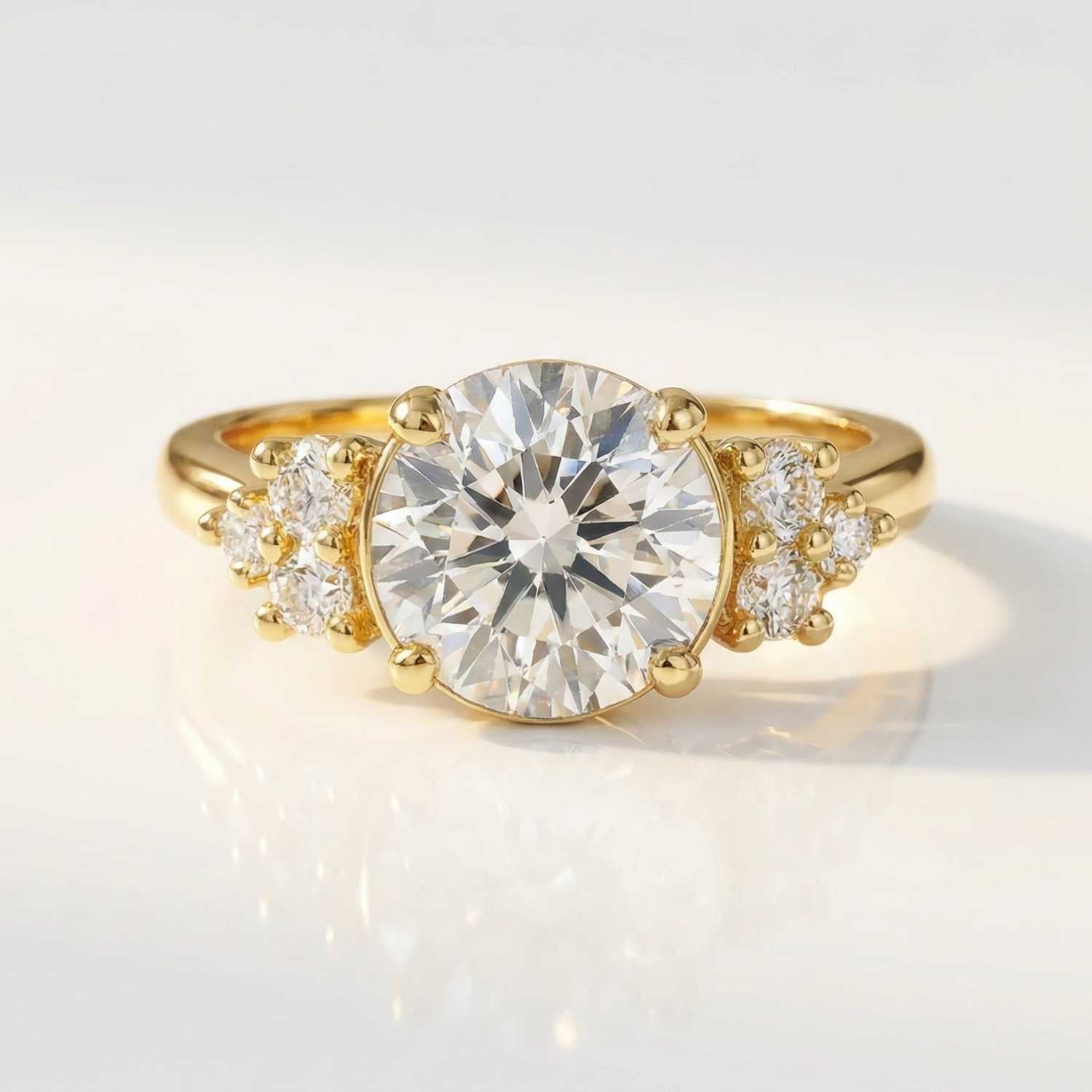 Statement Solid Gold Cluster Diamond Ring - The Nancy Ring - Dainty London
