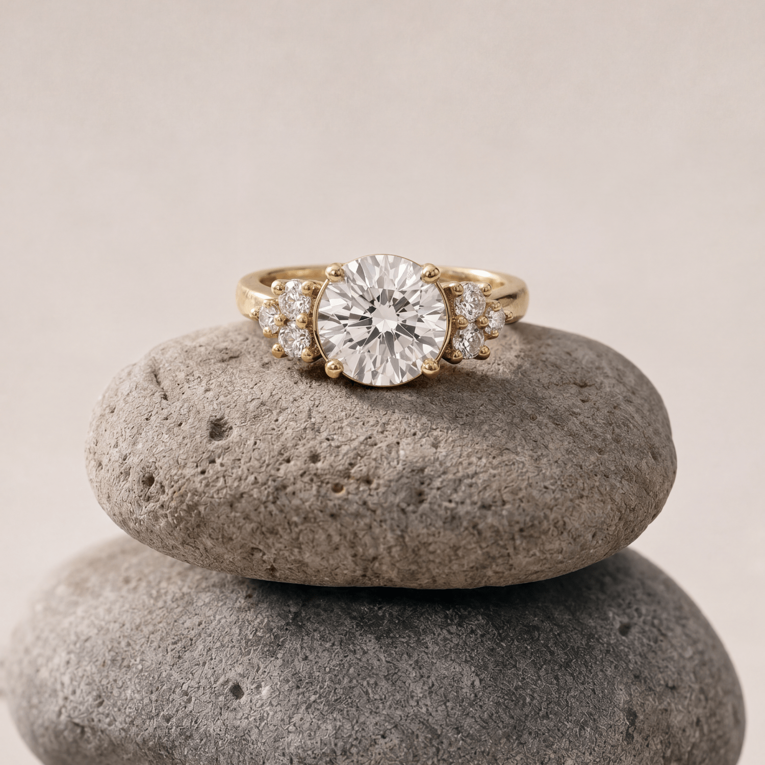Statement Solid Gold Cluster Diamond Ring - The Nancy Ring - Dainty London