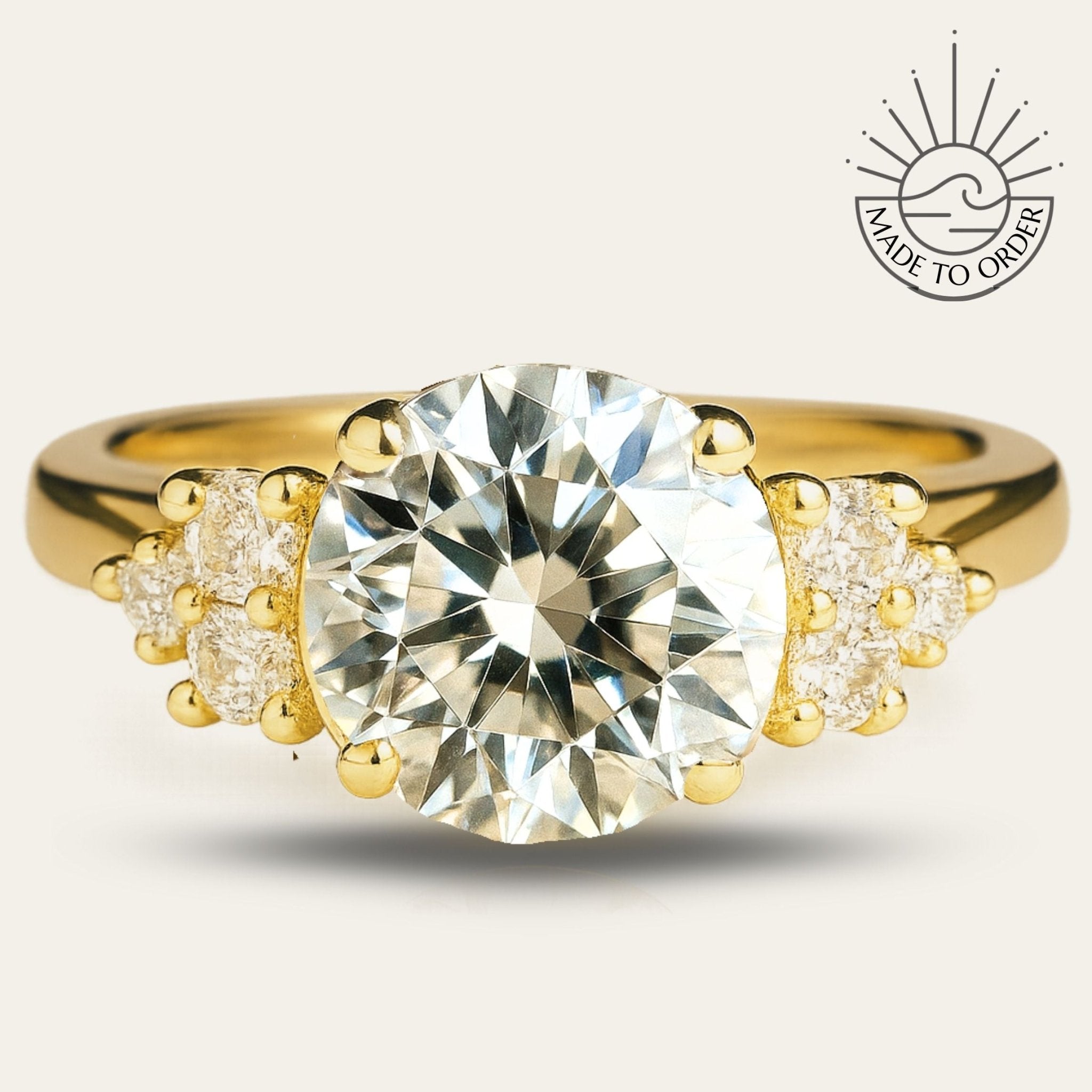 Statement Solid Gold Cluster Diamond Ring - The Nancy Ring - Dainty London