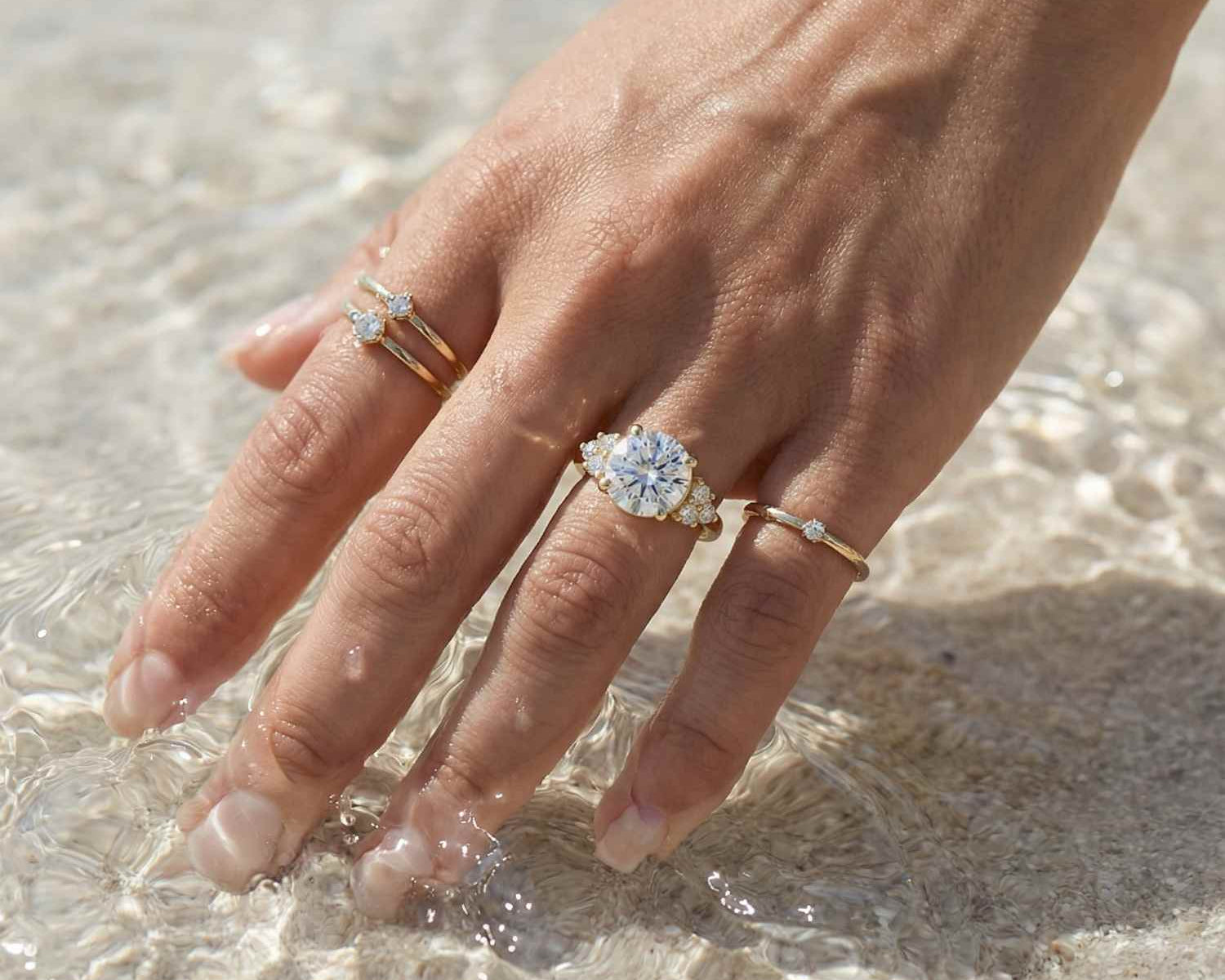 Statement Solid Gold Cluster Diamond Ring - The Nancy Ring - Dainty London