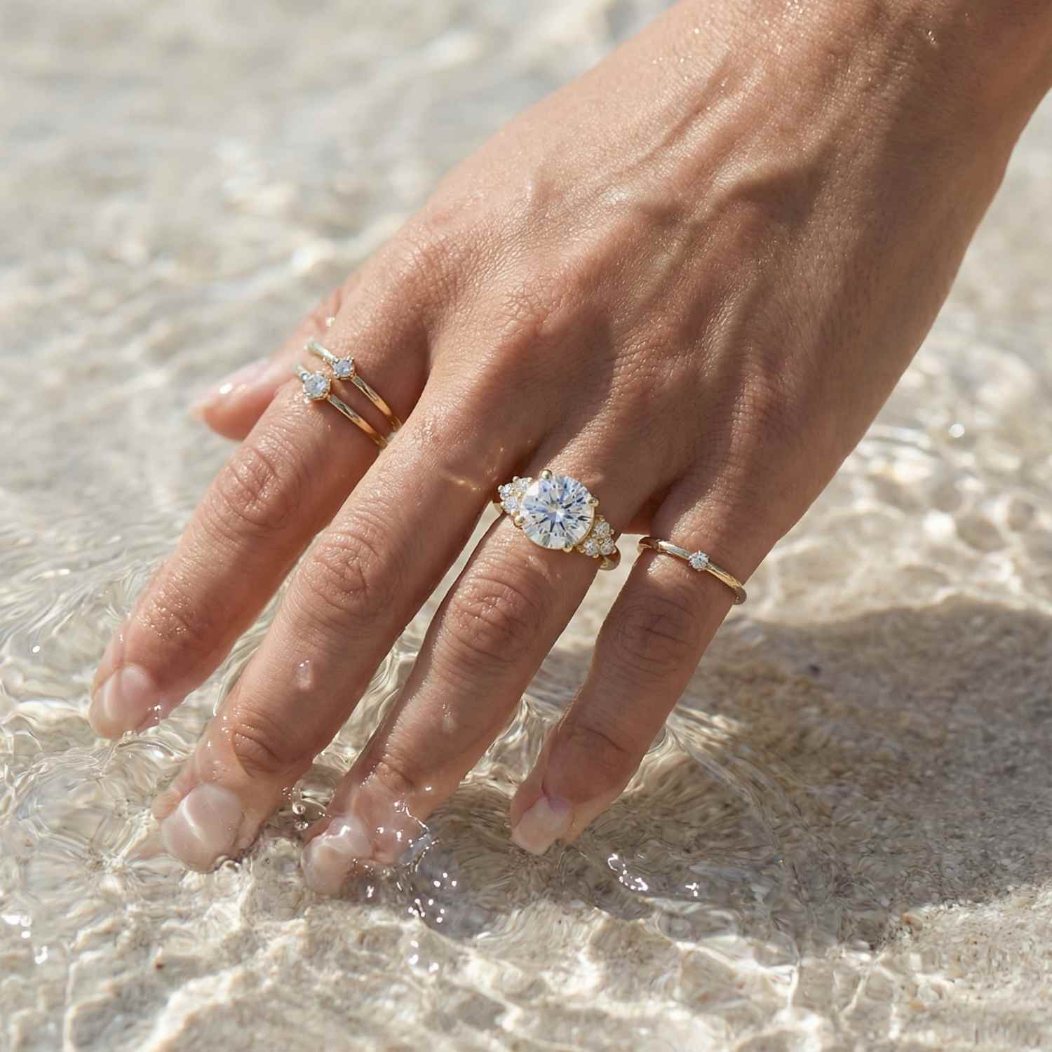 Statement Solid Gold Cluster Diamond Ring - The Nancy Ring - Dainty London