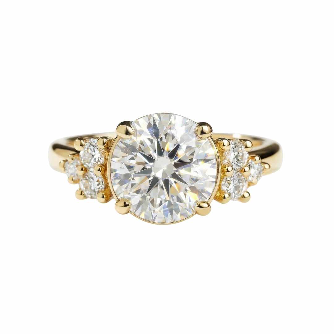 Statement Solid Gold Cluster Diamond Ring - The Nancy Ring - Dainty London