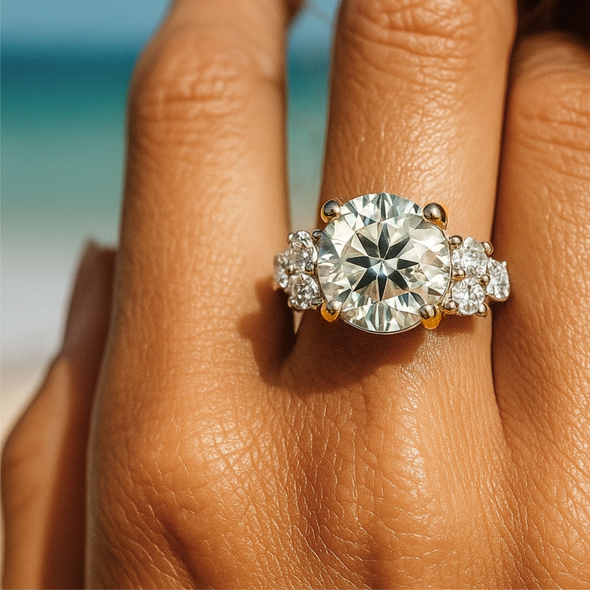 Statement Solid Gold Cluster Diamond Ring - The Nancy Ring - Dainty London