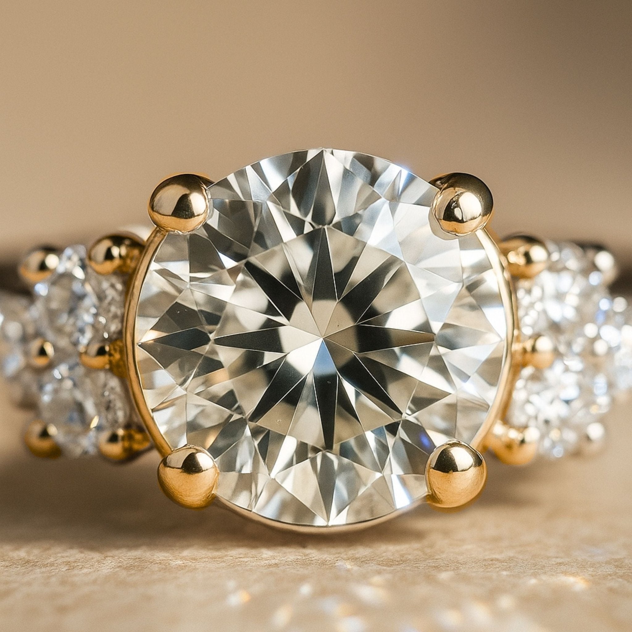 Statement Solid Gold Cluster Diamond Ring - The Nancy Ring - Dainty London