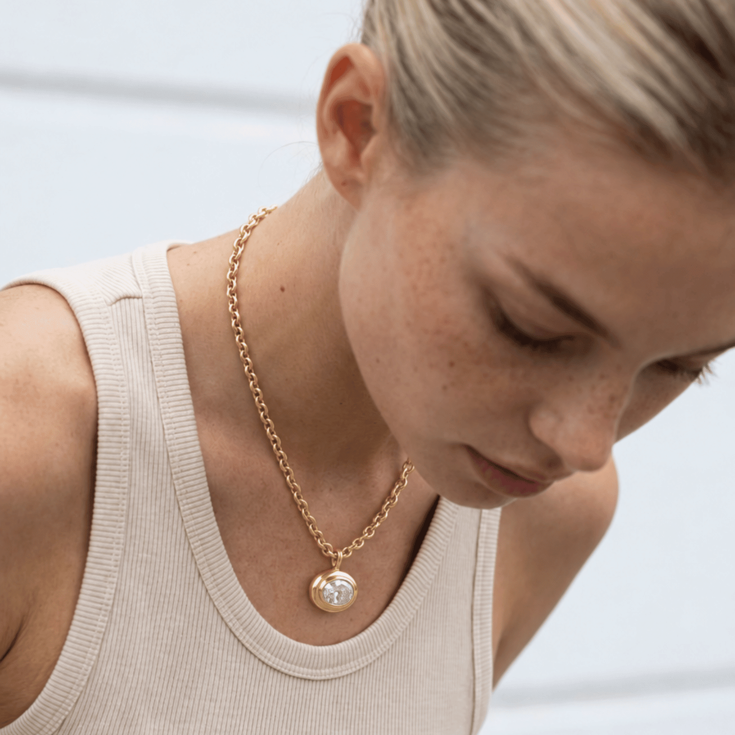 Statement Solid Gold Diamond Necklace - Thalassa - Dainty London