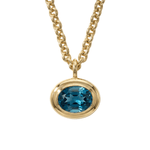 Statement Solid Gold London Blue Topaz Necklace - Cleodora - Dainty London