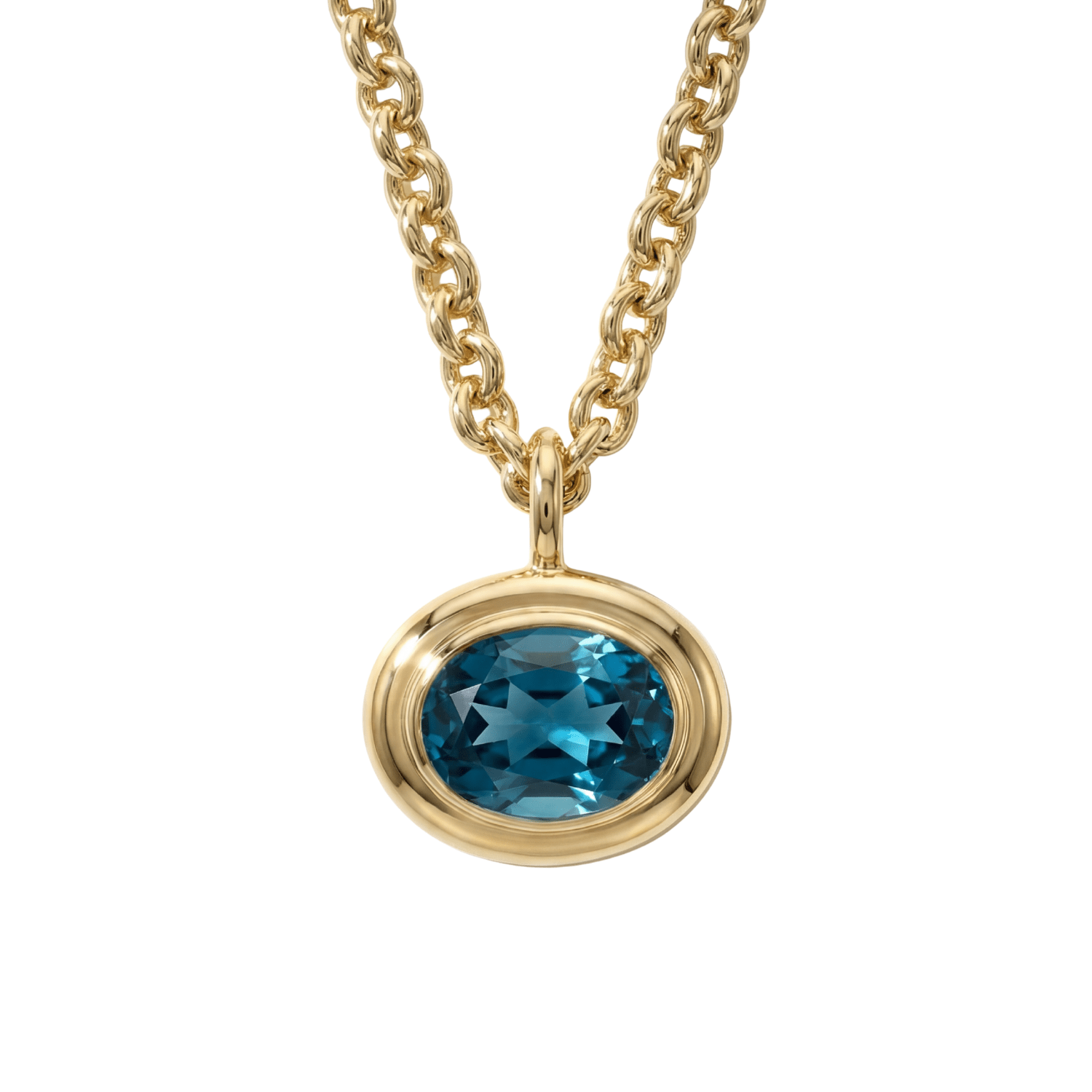 Statement Solid Gold London Blue Topaz Necklace - Cleodora - Dainty London