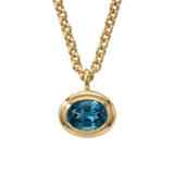 Statement Solid Gold London Blue Topaz Necklace - Cleodora - Dainty London