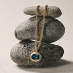 Statement Solid Gold London Blue Topaz Necklace - Cleodora - Dainty London
