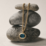Statement Solid Gold London Blue Topaz Necklace - Cleodora - Dainty London