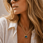 Statement Solid Gold London Blue Topaz Necklace - Cleodora - Dainty London