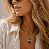 Statement Solid Gold London Blue Topaz Necklace - Cleodora - Dainty London