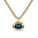Statement Solid Gold London Blue Topaz Necklace - Cleodora - Dainty London