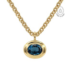 Statement Solid Gold London Blue Topaz Necklace - Cleodora - Dainty London
