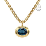 Statement Solid Gold London Blue Topaz Necklace - Cleodora - Dainty London