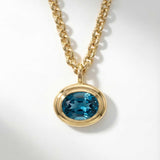 Statement Solid Gold London Blue Topaz Necklace - Cleodora - Dainty London