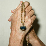 Statement Solid Gold London Blue Topaz Necklace - Cleodora - Dainty London