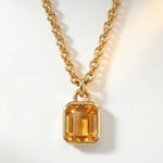 Statement Solid Gold Maxi Citrine Necklace - Celeste - Dainty London