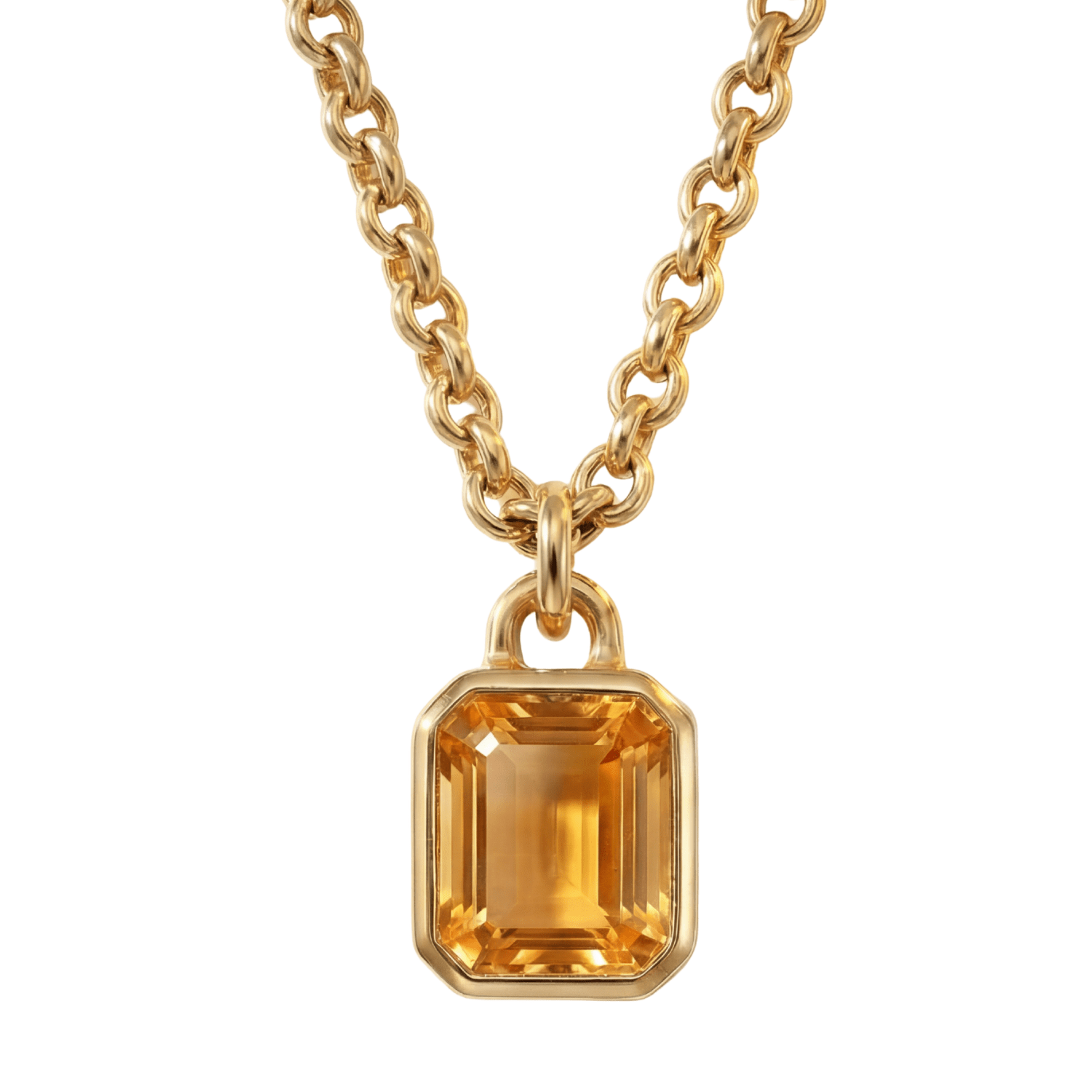 Statement Solid Gold Maxi Citrine Necklace - Celeste - Dainty London