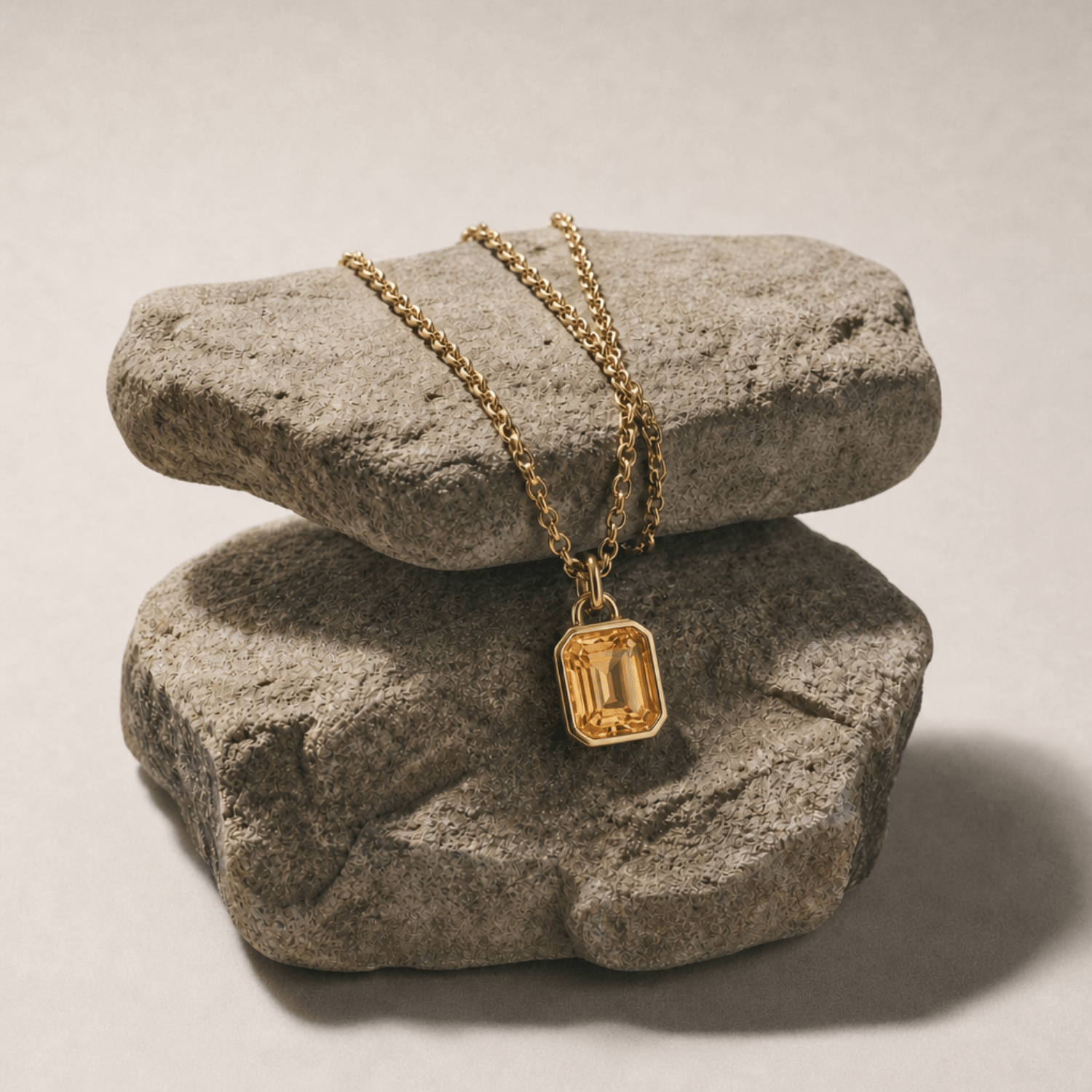 Solid gold maxi citrine statement necklace - Celeste - Dainty London