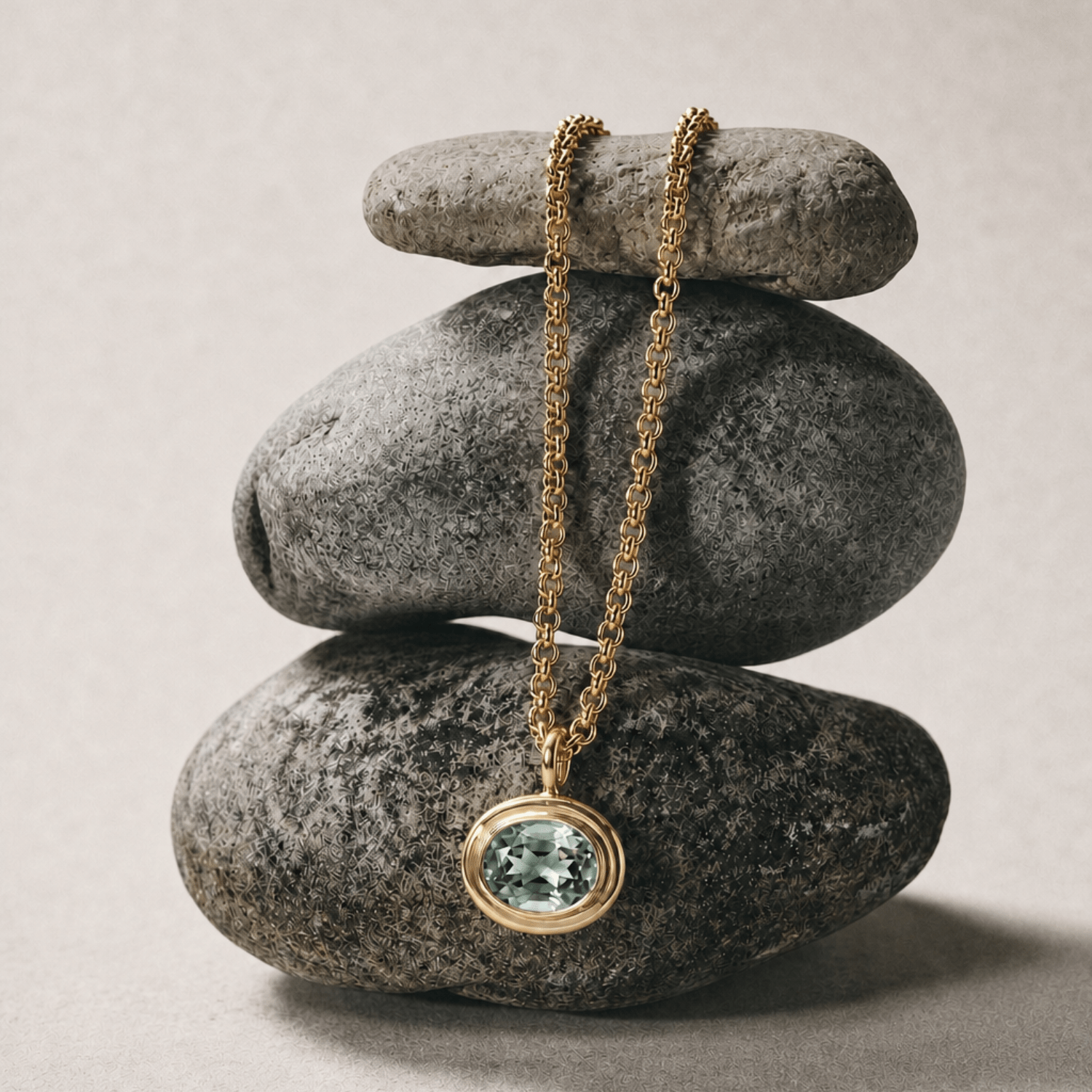 Statement Solid Gold Ocean Green Beryl Necklace - Margo - Dainty London
