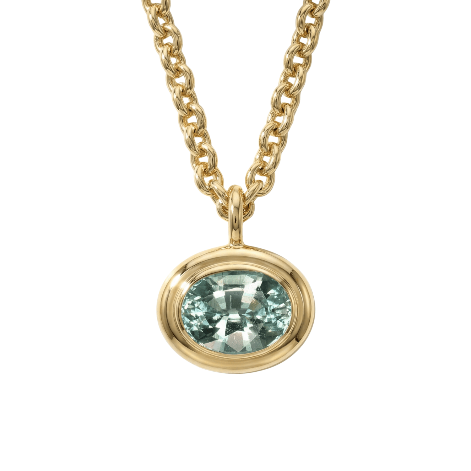 Statement Solid Gold Ocean Green Beryl Necklace - Margo - Dainty London