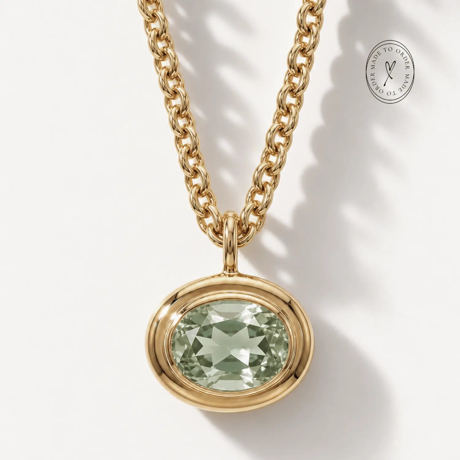 Statement Solid Gold Ocean Green Beryl Necklace - Margo - Dainty London