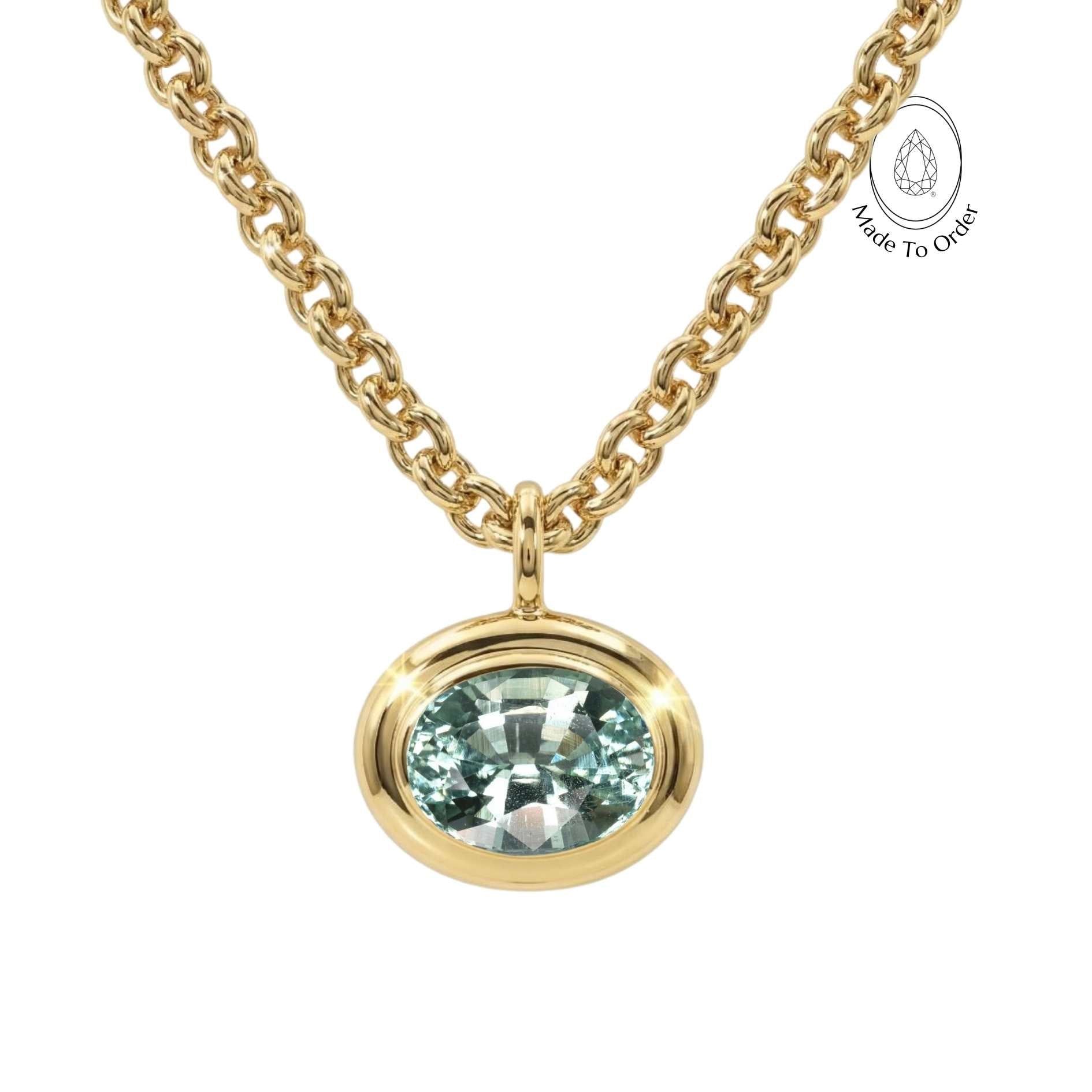 Statement Solid Gold Ocean Green Beryl Necklace - Margo - Dainty London