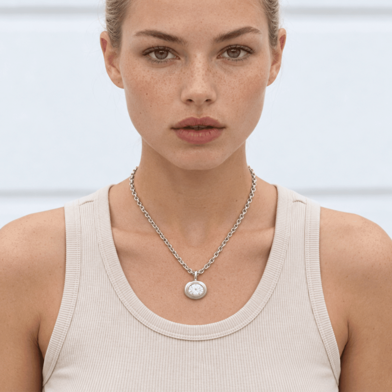 Statement Solid White Gold Diamond Necklace - Thalassa - Dainty London