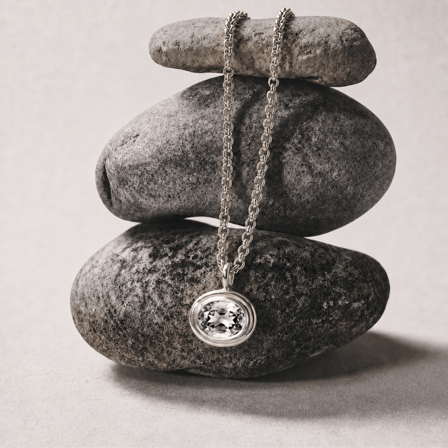 Statement Solid White Gold Diamond Necklace - Thalassa - Dainty London