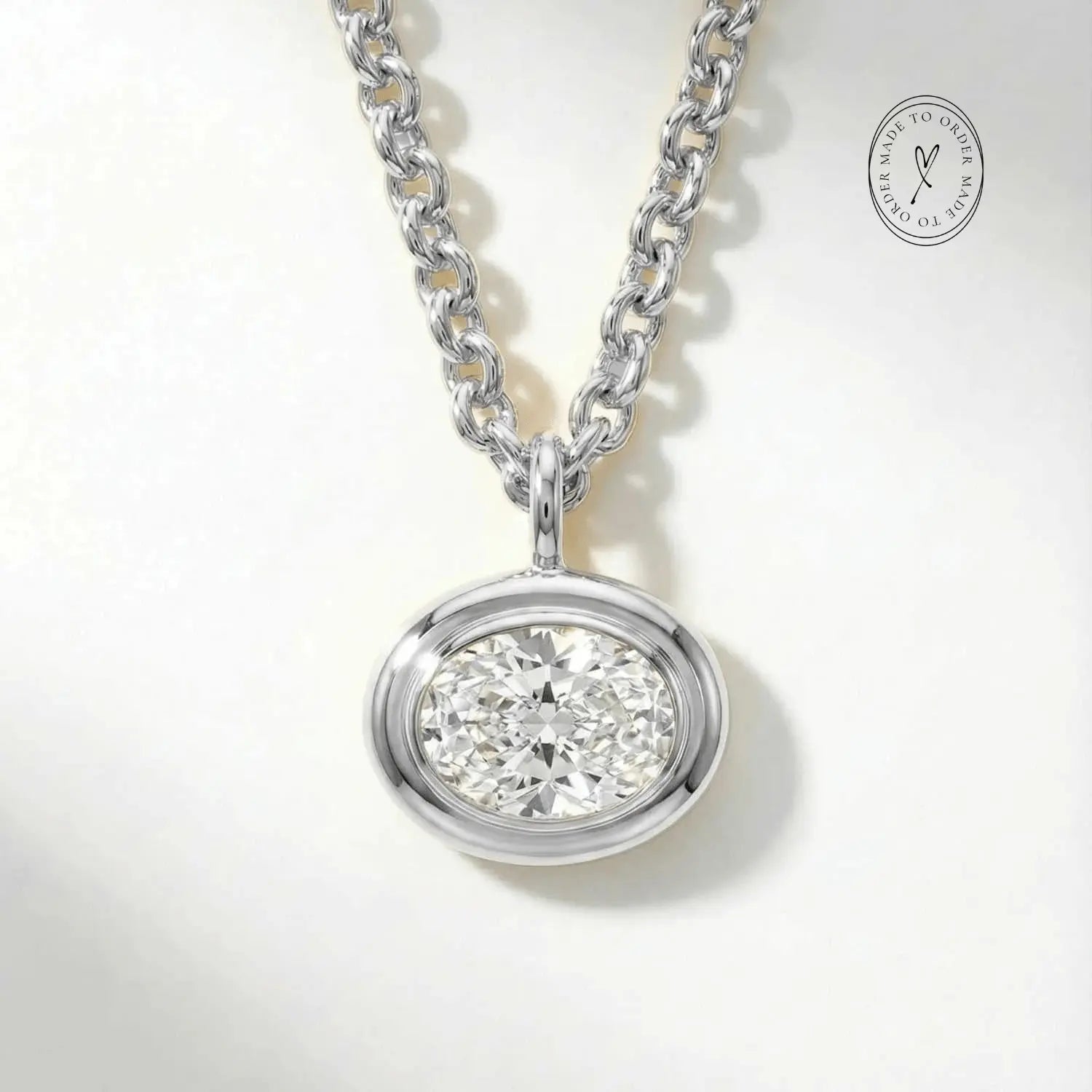 Statement Solid White Gold Diamond Necklace - Thalassa - Dainty London