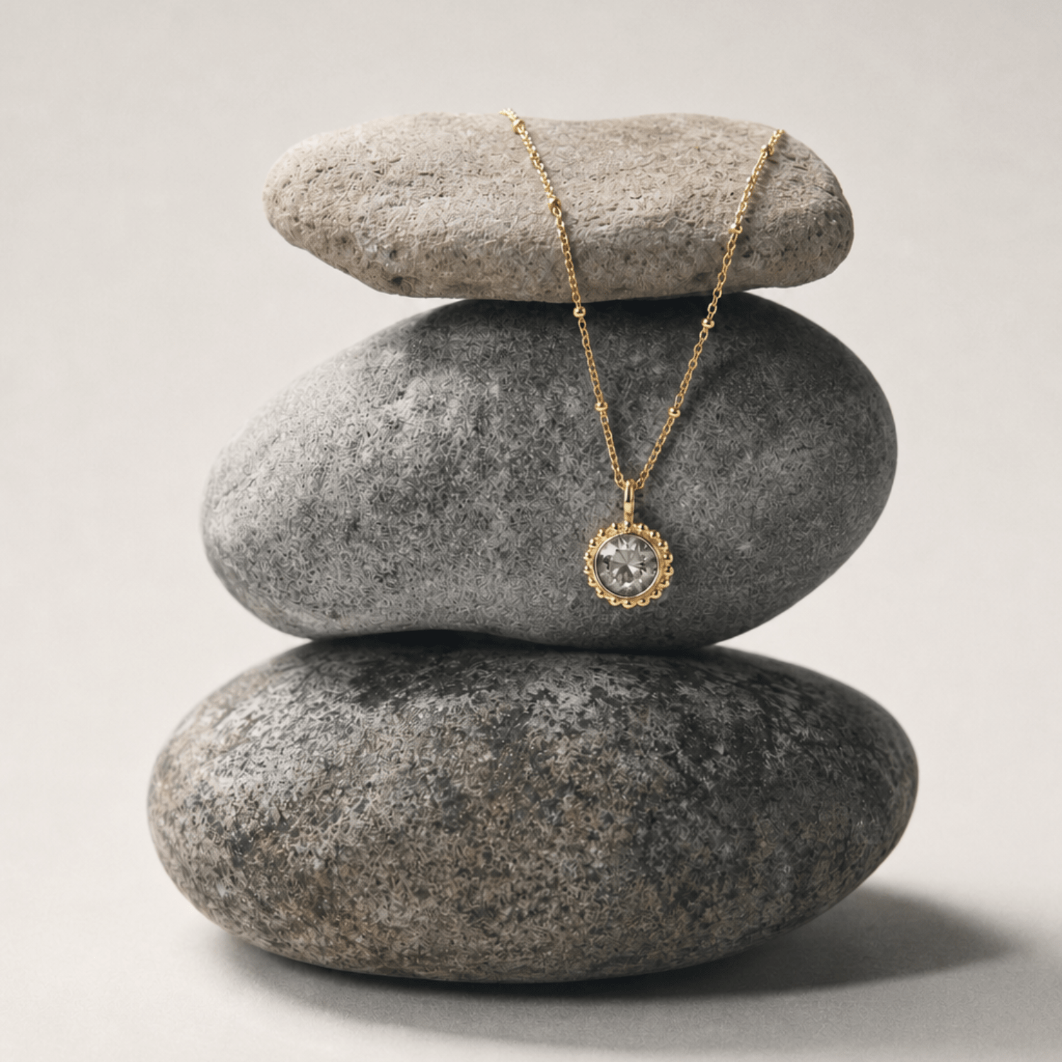 Sunburst Necklace - Green Quartz in Gold or Silver - Dainty London