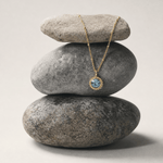 Sunburst Necklace - Sky Blue Topaz in Gold or Silver - Dainty London