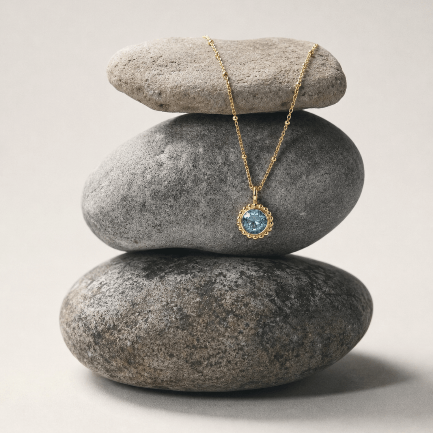 Sunburst Necklace - Sky Blue Topaz in Gold or Silver - Dainty London