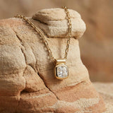 The Adamas Necklace - Luxury diamond pendant - GIA certified diamond necklace - Dainty London yellow gold necklace, diamond pendant, lab grown diamond, chunky gold chain, statement jewellery, ethical jewellry, gift for her, anniversary gift, modern vintage jewelry, 9ct gold necklace, cushion cut diamond, luxury gold necklace, sustainable jewellery