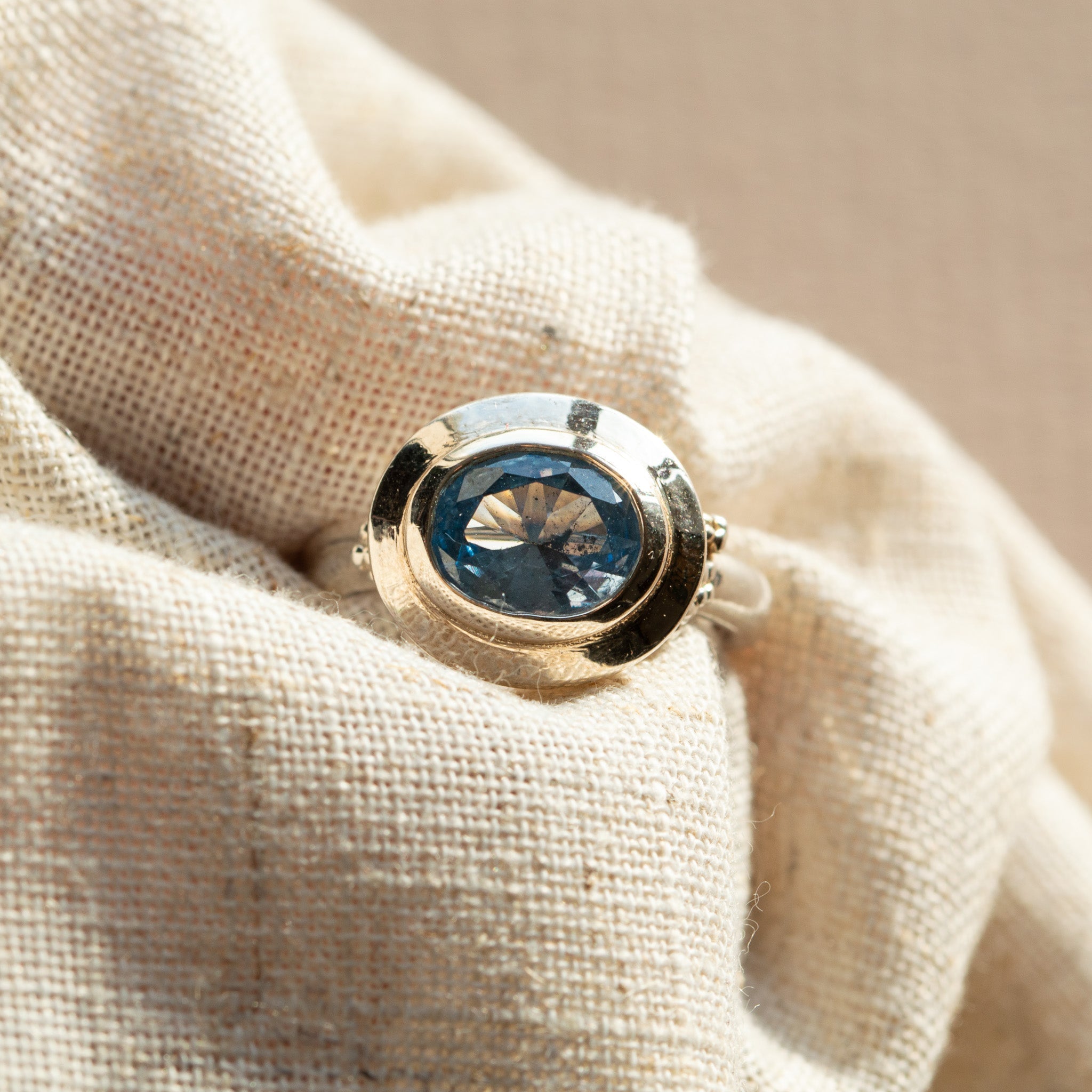 The Avery Ring - Blue Topaz Gemstone - Ring with stone for women - Dainty London
