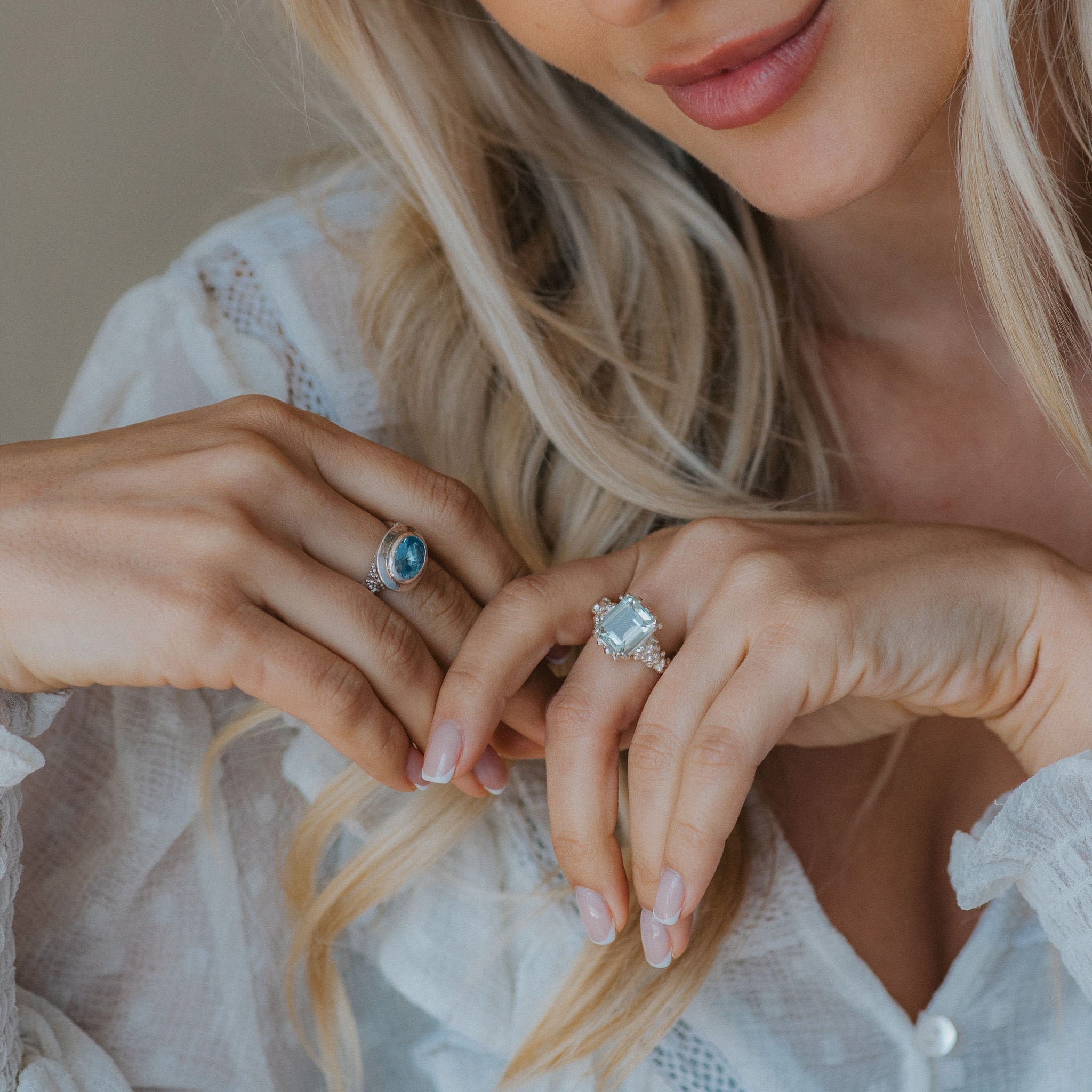 The Avery Ring - Blue Topaz Gemstone - Ring with stone for women - Dainty London