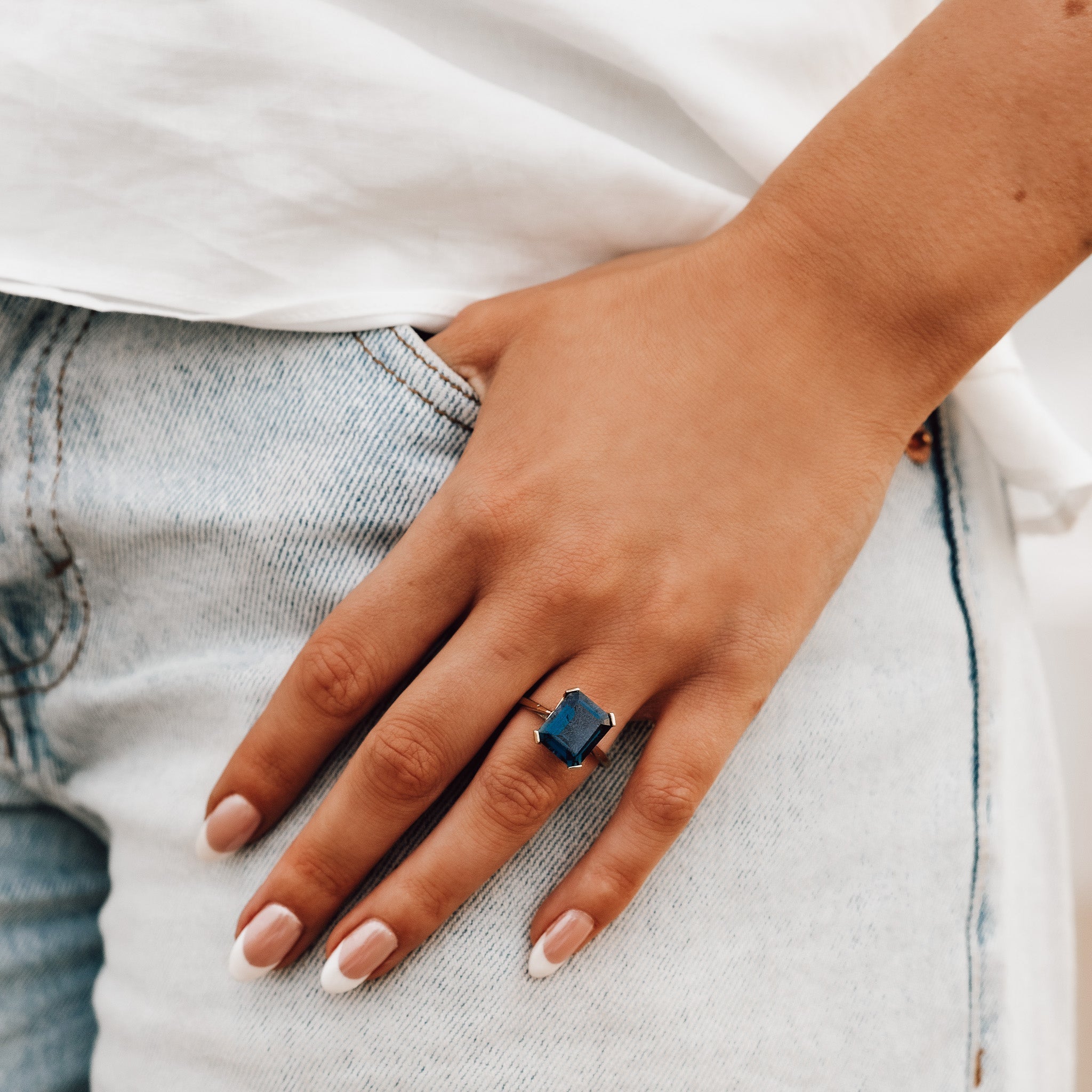 The Cleodora Ring - London Blue Topaz Gemstone - As seen at London Fashion Week - Dainty London