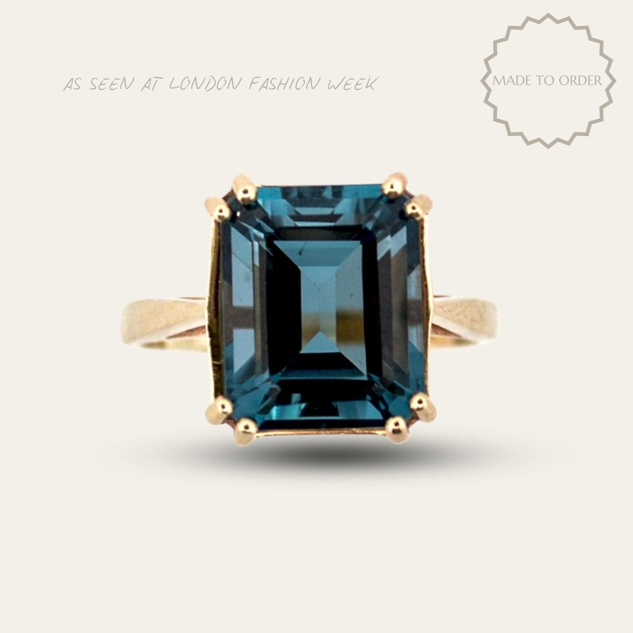 The Cleodora Ring - London Blue Topaz Gemstone - As seen at London Fashion Week - Dainty London