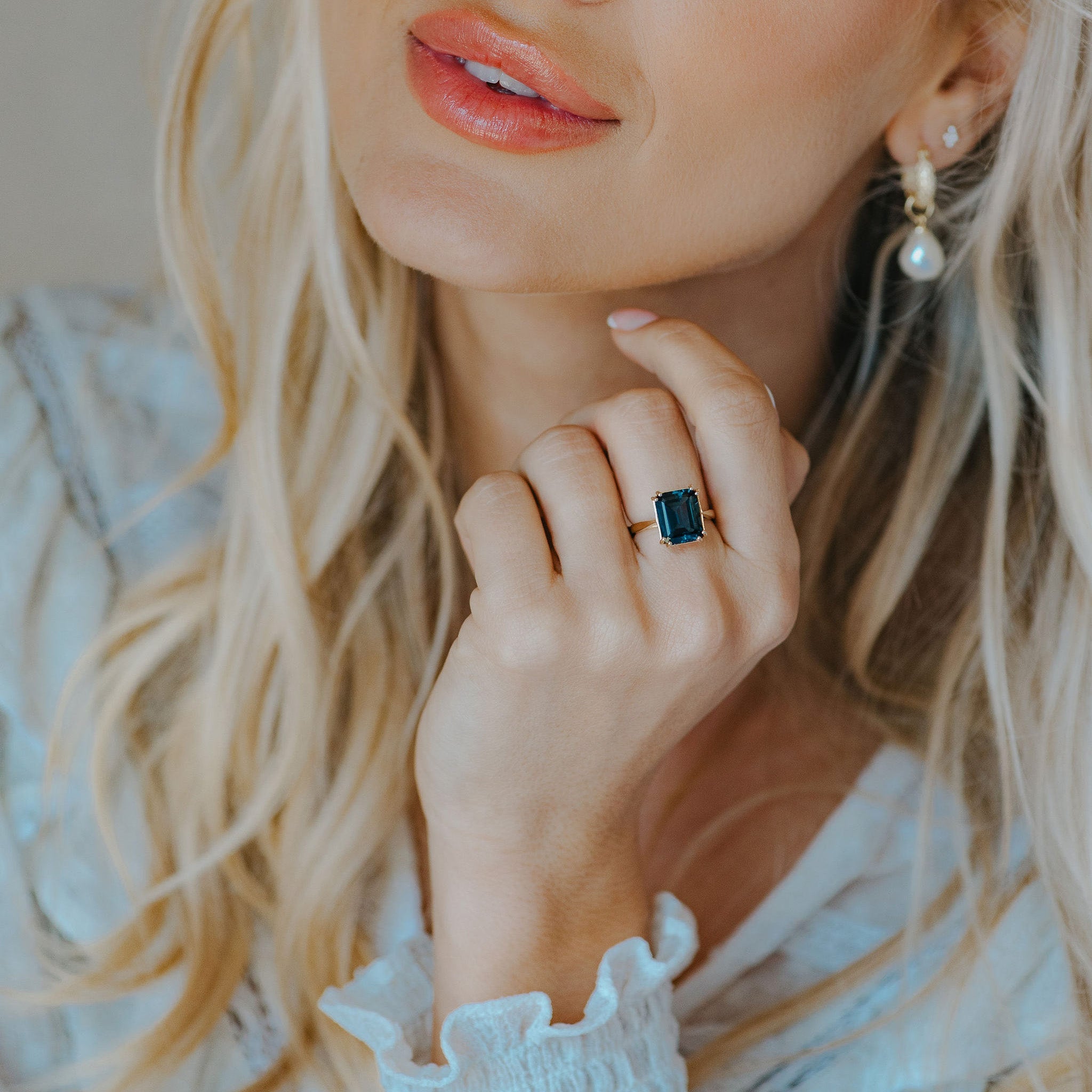 The Cleodora Ring - London Blue Topaz Gemstone - As seen at London Fashion Week - Dainty London