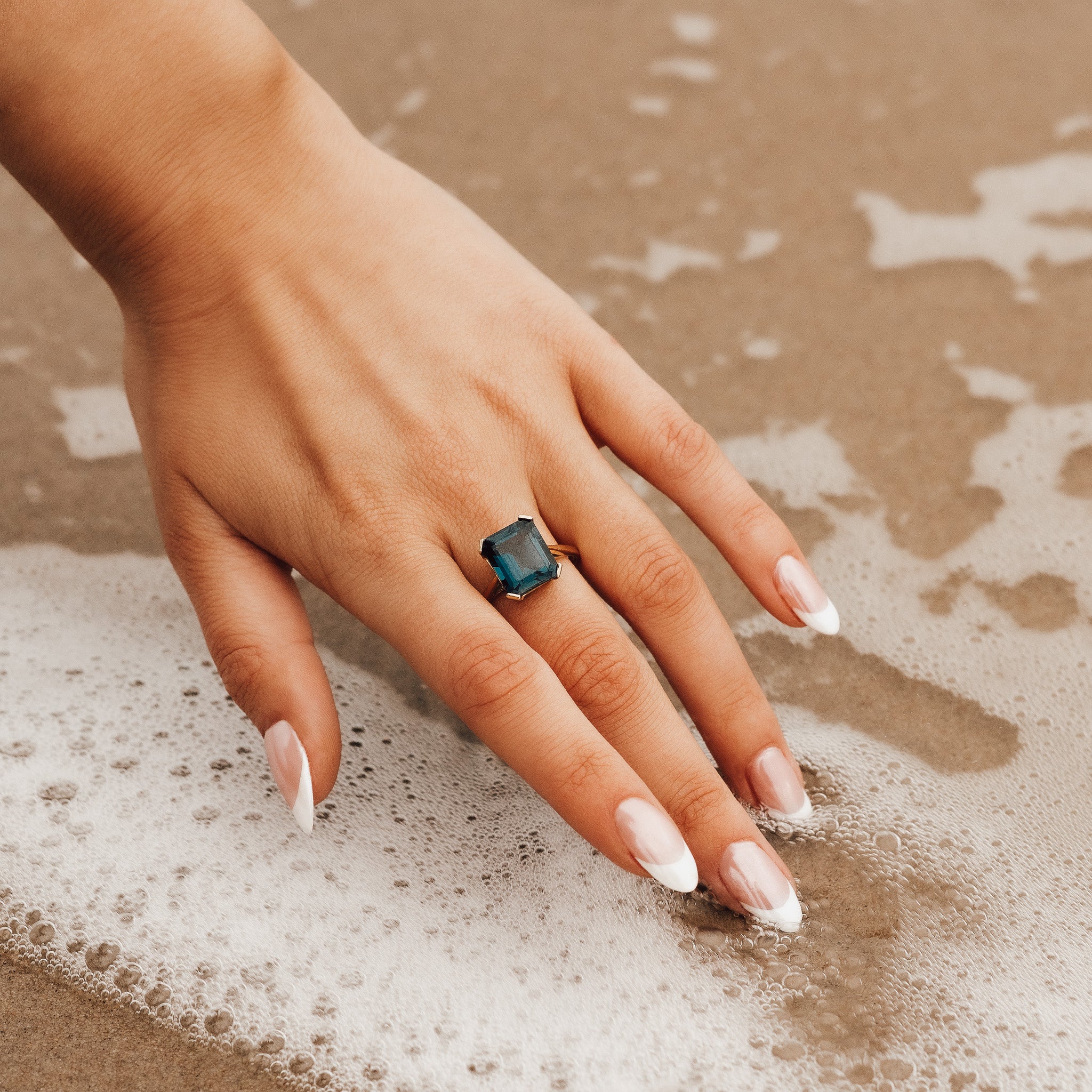 The Cleodora Ring - London Blue Topaz Gemstone - As seen at London Fashion Week - Dainty London