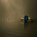 The Cleodora Ring - London Blue Topaz Gemstone - As seen at London Fashion Week - Dainty London solid gold topaz ring, blue topaz jewellery, dainty fine gemstone ring, birthstone jewelry, handmade silver ring, November birthstone gift, luxury anniversary gift, ocean-inspired jewelry, vintage stackable ring, birthday gift for women, elegant fine jewelry, beach lover jewelry