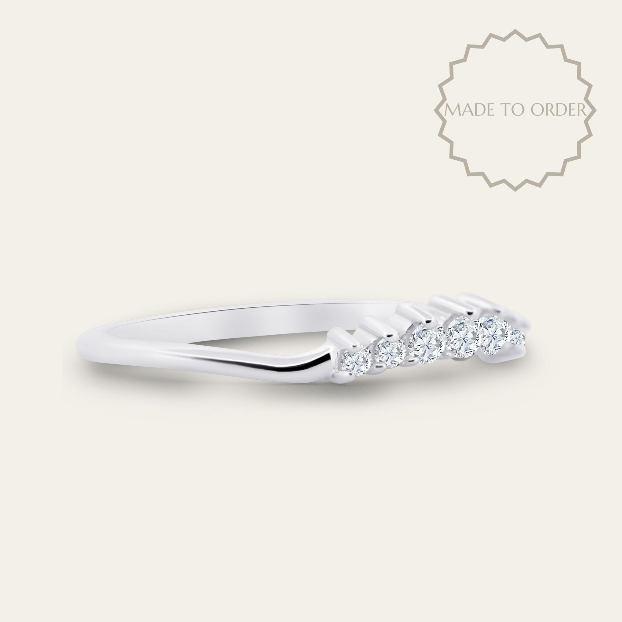The Doris Ring - Simple Curved Diamond Wedding Band Womens - Dainty London