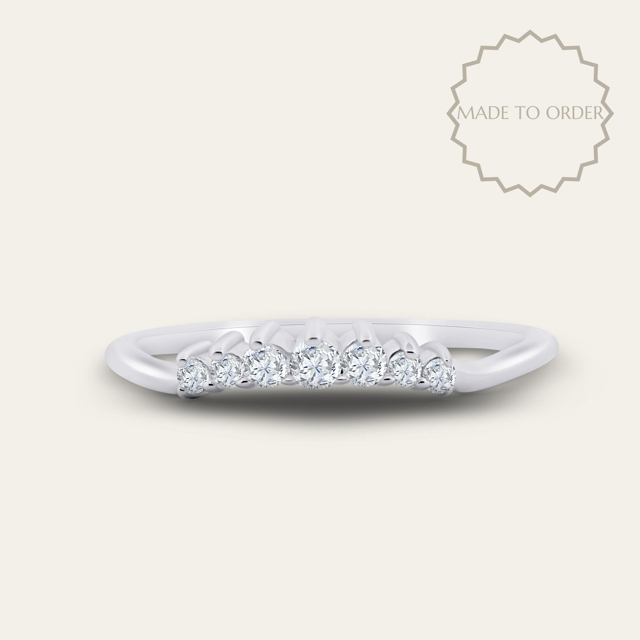 The Doris Ring - Simple Curved Diamond Wedding Band Womens - Dainty London