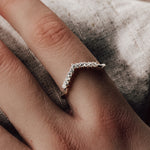 The Elizabeth Ring - V Shaped Diamond Wedding Eternity Bands - Dainty London