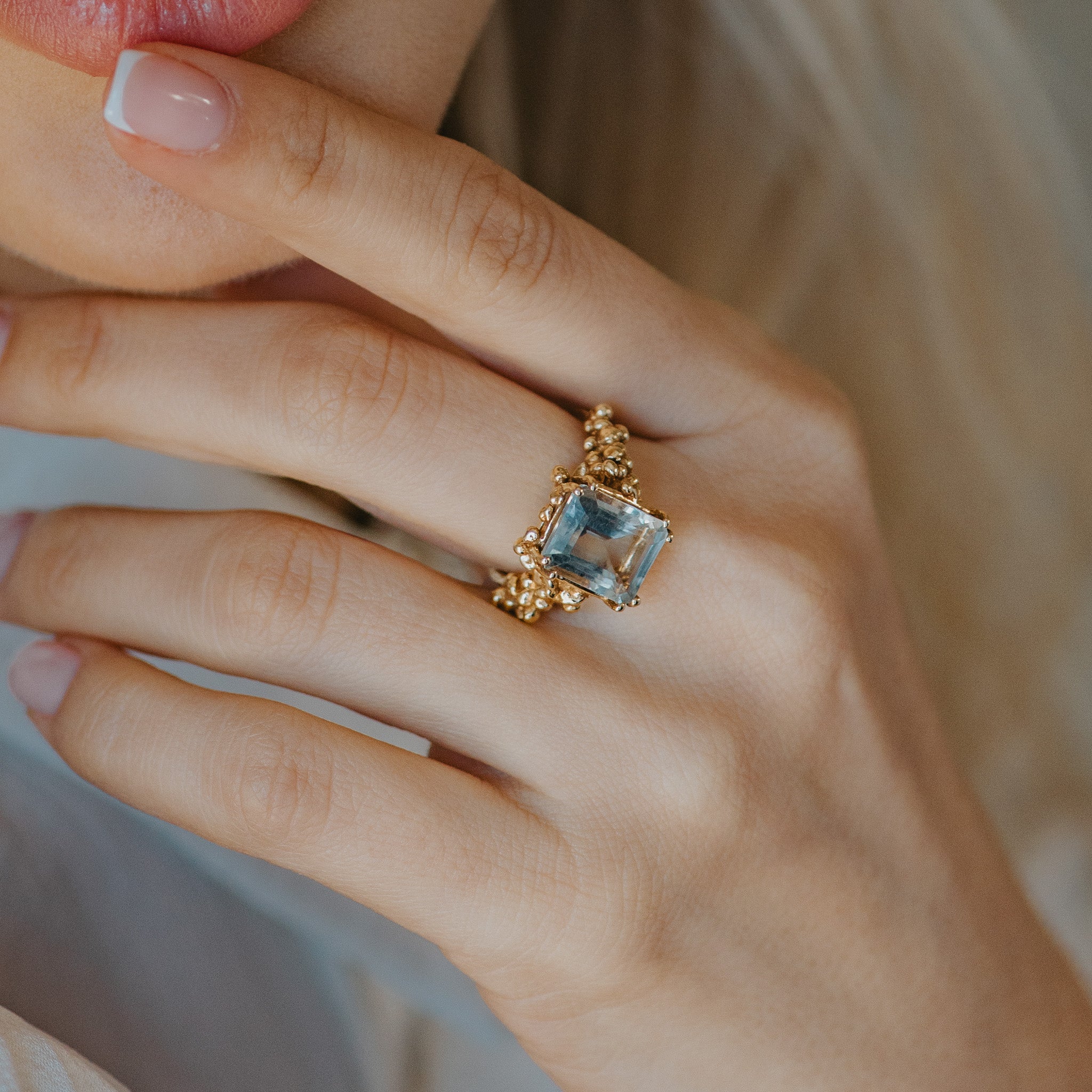 The Giselle Ring - As seen in British Vogue - Green Quartz Cocktail Rings - Dainty London